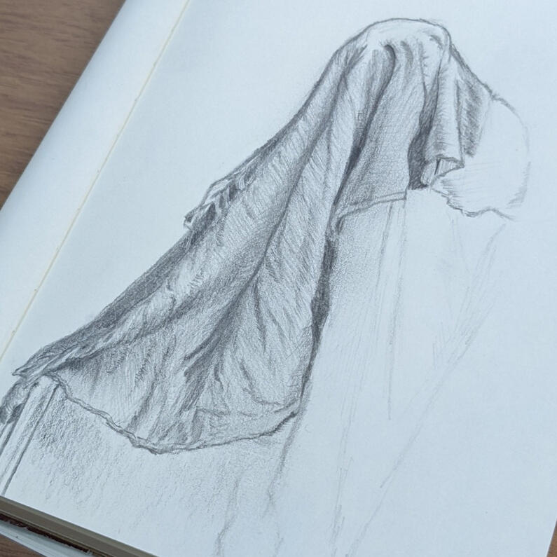 cloth study in sketchbook #2 (pencil)