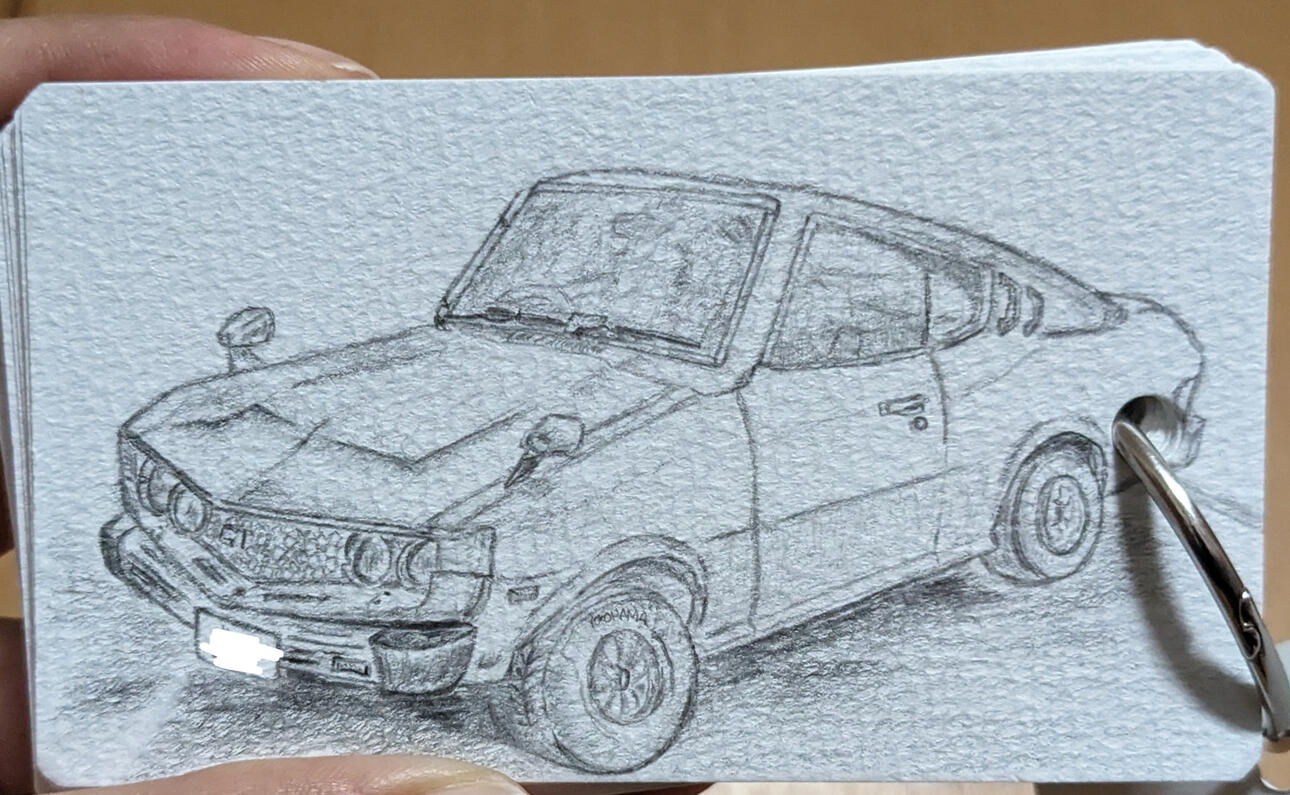 1976 car sketch, pencil, mini sketchbook